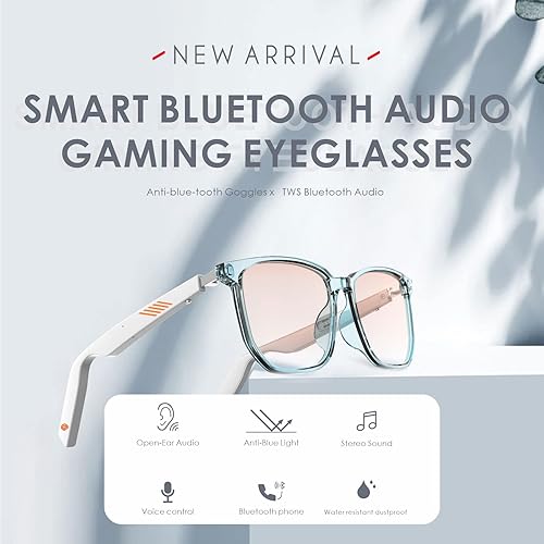 Miniatura 3 de WGP Lentes de audio inteligentes anti-luz azul altavoz abierto con conectividad Bluetooth para juegos, reuniones de viajes, conducción Blanco,Color