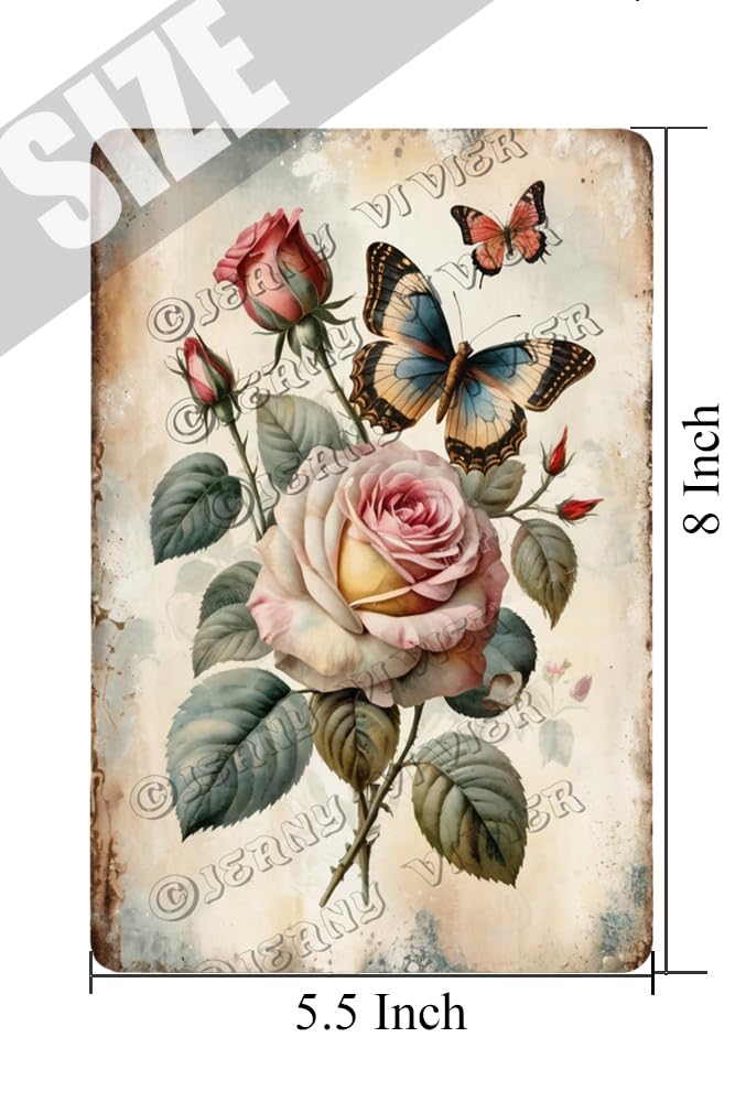 Targa in metallo a forma di farfalla, vintage, in metallo, decorazione da parete, per cucina, casa, garage, 40,6 x 30,5 cm