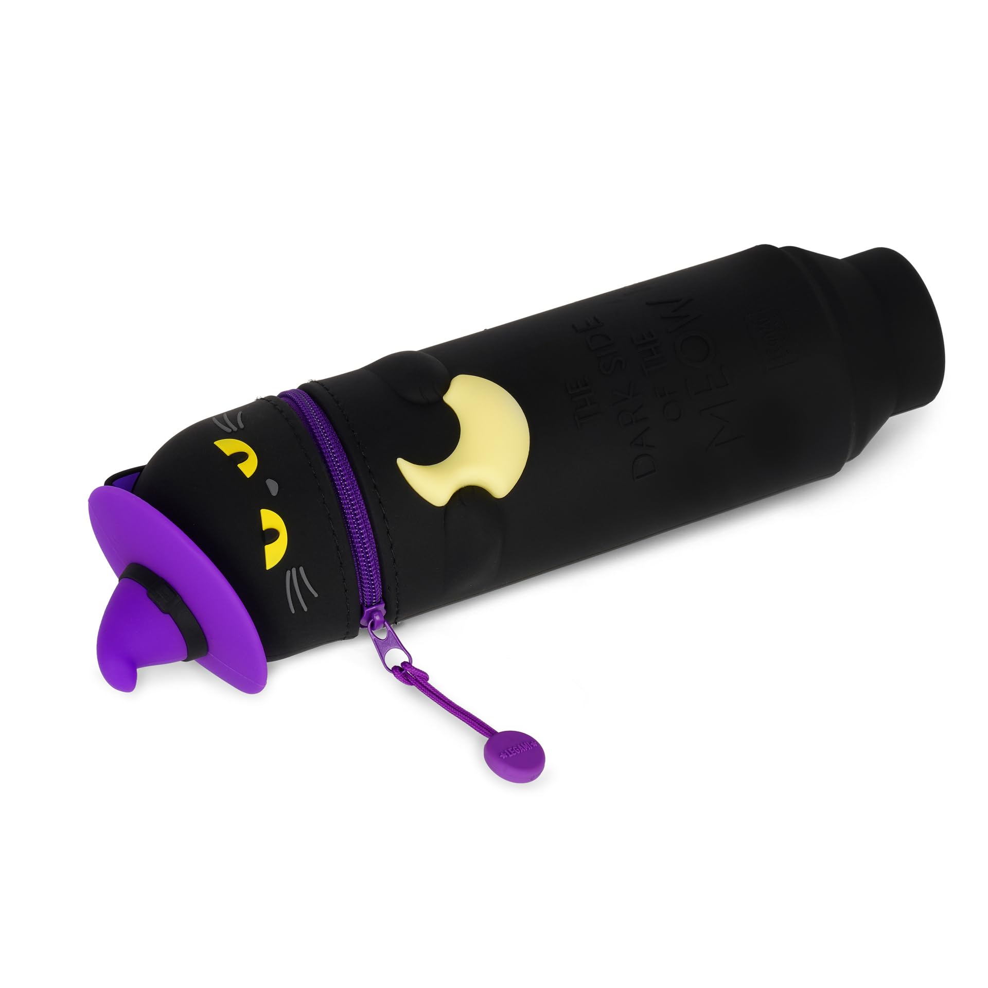 LEGAMI - Kawaii 2-in-1-Schultasche Halloween 2025 aus weichem Silikon, Black Kitty, Tisch-Stifthalter, Reißverschluss, Stifte, Buntstifte, Filzstifte, H 20 cm