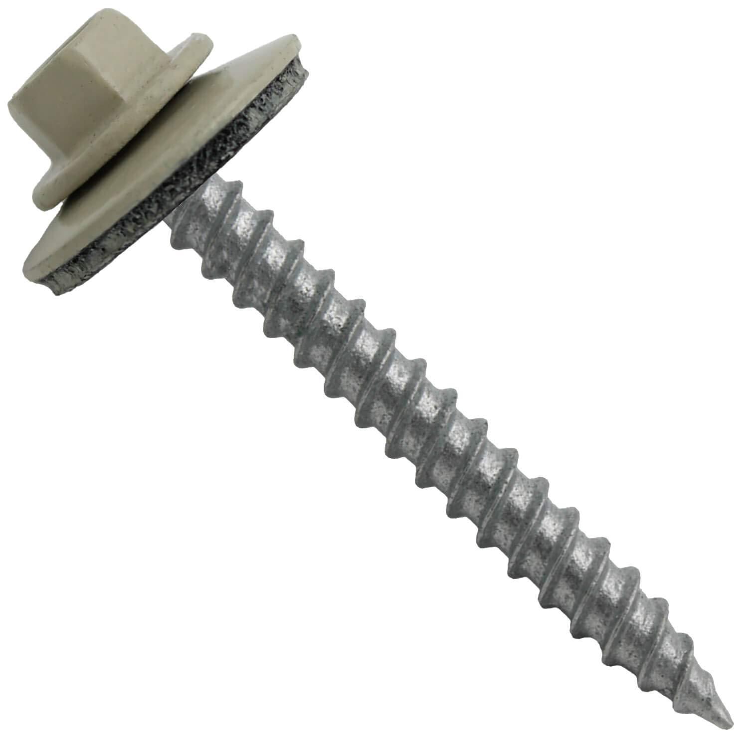 Metal Roofing Screws: (250) 12 x 2 Light Stone Hex ReGrip Sheet Metal Roof Screw. Sharp Point Metal to Wood siding Screws. 5/8 EPDM Washer