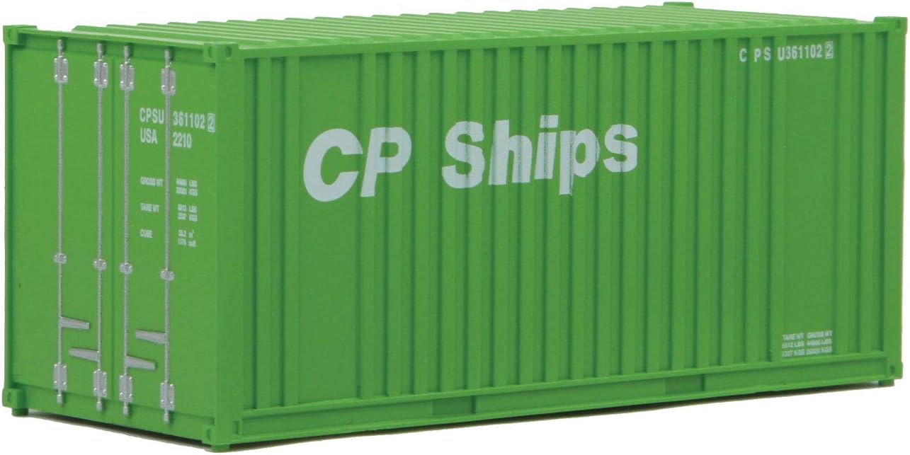HO Scale Model of Cp Ships (Green, White) 20' Corrugated Container with Flat Panel,949-8010