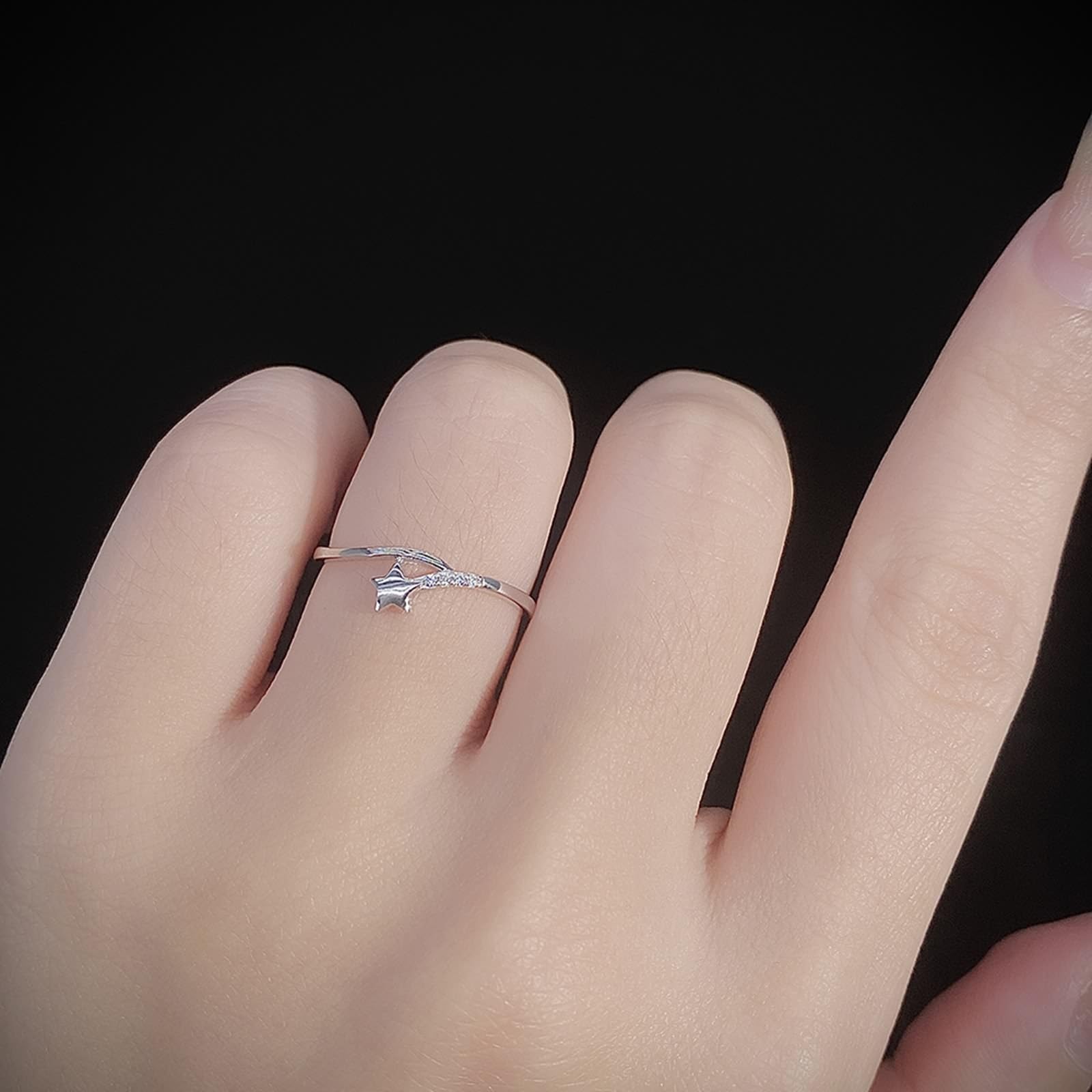 KnSam Prawdziwe pierścionek zaręczynowy 18K 750 żółte złoto, pierścionki partnerskie gwiazda z diamentem, obrączki ślubne PT950 Platinum, rozm. 47-65