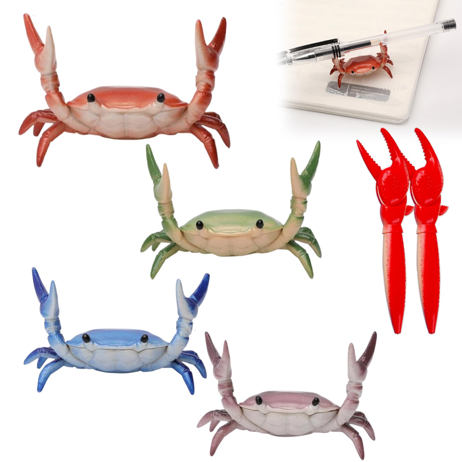 Nnbwlmaee Mix Cute Crab-Shaped Pen Holder, 2026 New Desk Crab Pen Holder, Weightlifting Crabs Desk Pens Stand, Mini Realistic Crabs Pencil Holders, For Office Workspace Study Home Tabletop (Mix)