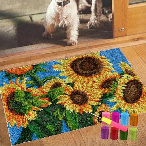 YosetomhLvey Kit de Alfombras con Gancho de Pestillo, Alfombra Latch Hook Kit, Alfombra de Hilo de Lona Preimpresa, Manualidades para Adultos y Principiantes Kit de Alfombra de Ganchillo 38 x 52 cm