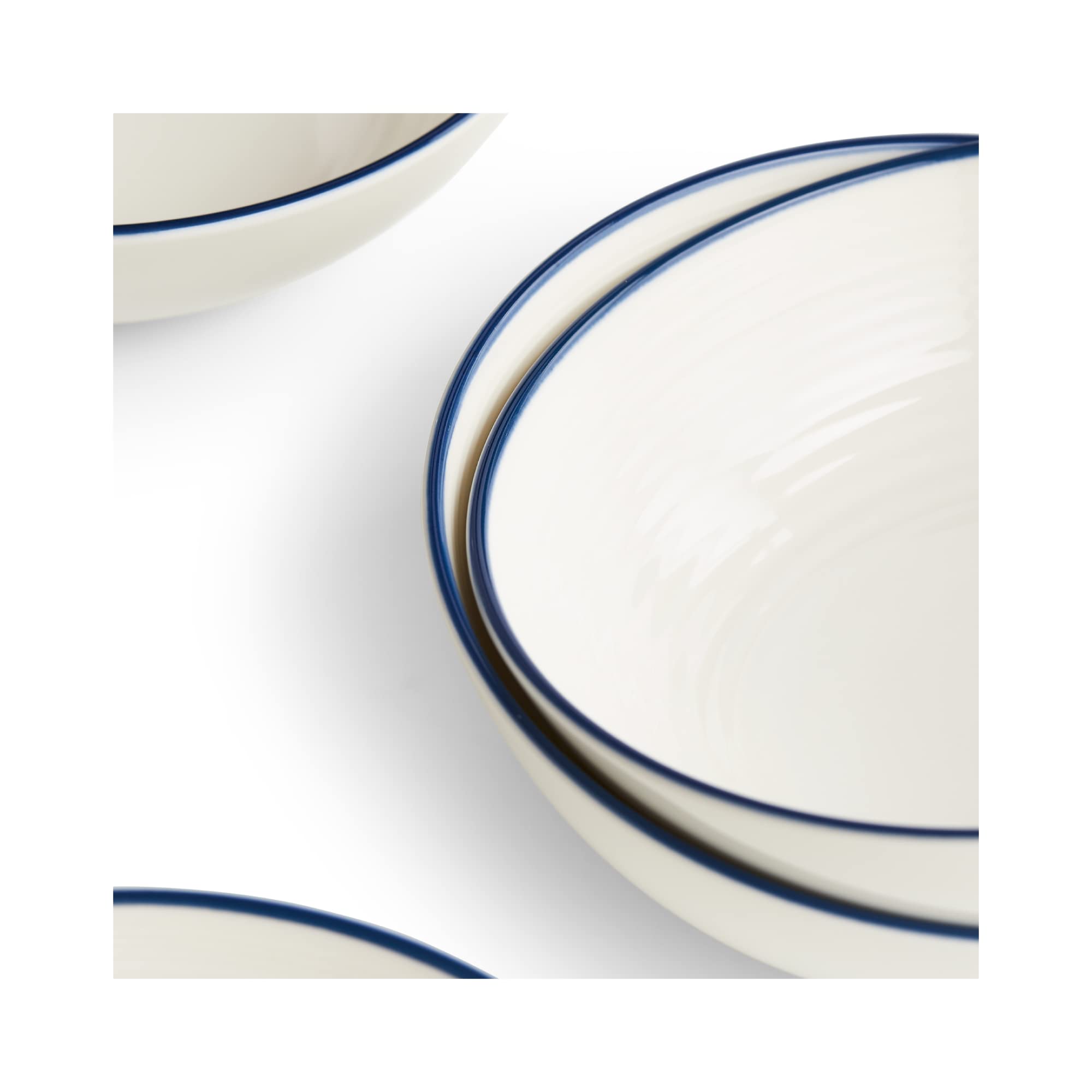 Royal Doulton Müslischalen, Steingut, zum Kombinieren entworfen, Gordon Ramsay Maze Müslischalen, 18 cm, Denim-Linie, 4 Stück, Blau, Weiß