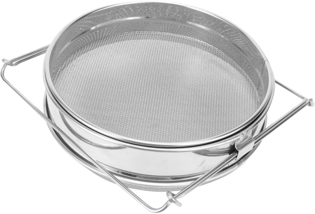 IMIKEYA Double-Layer Stainless Steel Honey Filter Tool Beekeeping Equipment with Dual Sieve for Efficient Honey Straining and Extraction
