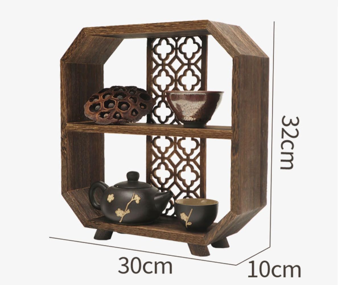 木製彫刻収納棚 和風 Amazon.co.jp: SIzlaho 木製ラック ティーポット収納棚 透かし