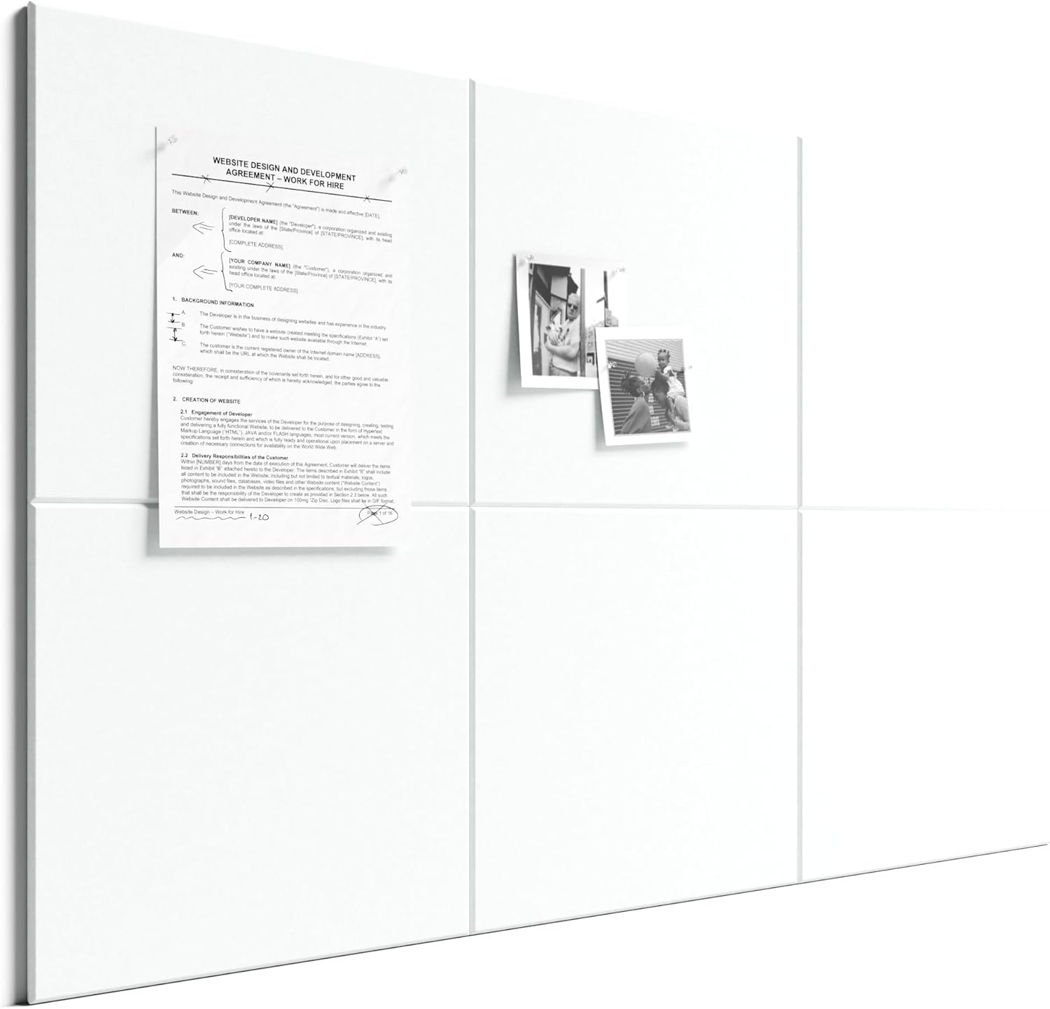 Bumusty Large Cork Board 36" x 24" Alternative - 6 Pack Felt Wall Tiles with 40 Safe Removable Adhesive Tabs, 30 Pushpins, Cork Boards for Walls Pin Board Bulletin Board Office Decor (Cold White)