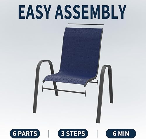 Miniatura 7 de Amopatio Juego de 2 sillas de patio, sillas de comedor apilables para todo tipo de clima, muebles de jardín transpirables para patio trasero,