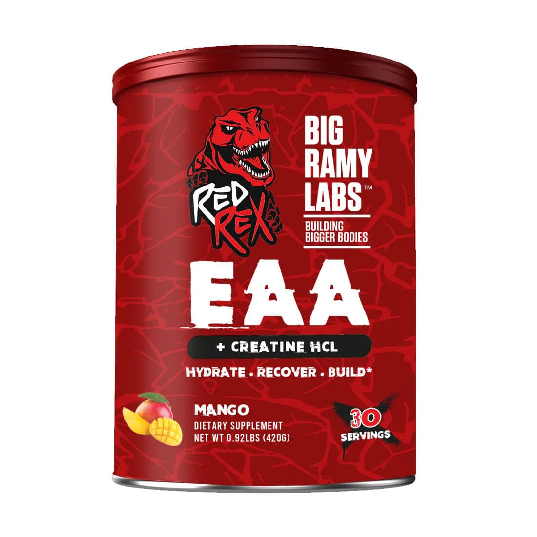 Big Ramy Labs Red Rex EAA + Creatine HCL - Mango, 30 Servings | Advanced Essential Amino Acid Formula for Enhanced Muscle Growth and Performance