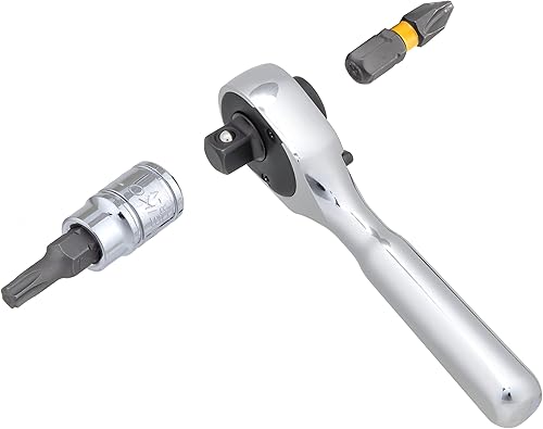 Vista 4 de Neiko 03002A Stubby Ratchet, 1/4 Inch Ratchet Wrench and Bit Driver, 108-Tooth Reversible Ratchet, 3.3 Degree, Mini 1/4 Ratchet Drive, Oval Head