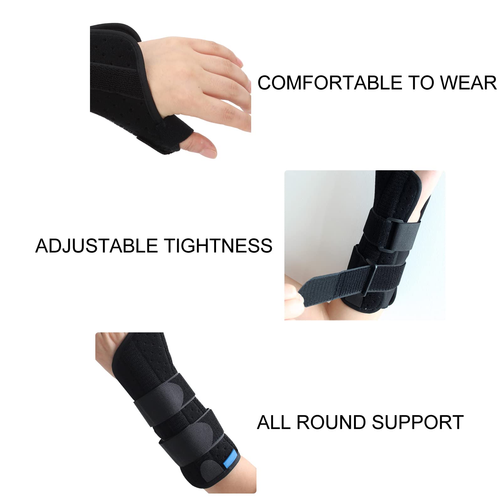 Soporte para pulgar, férula de espica para pulgar, estabilizador de pulgar, soporte completo de firmeza ajustable, muñequera para esguince de muñeca (S-mano izquierda)