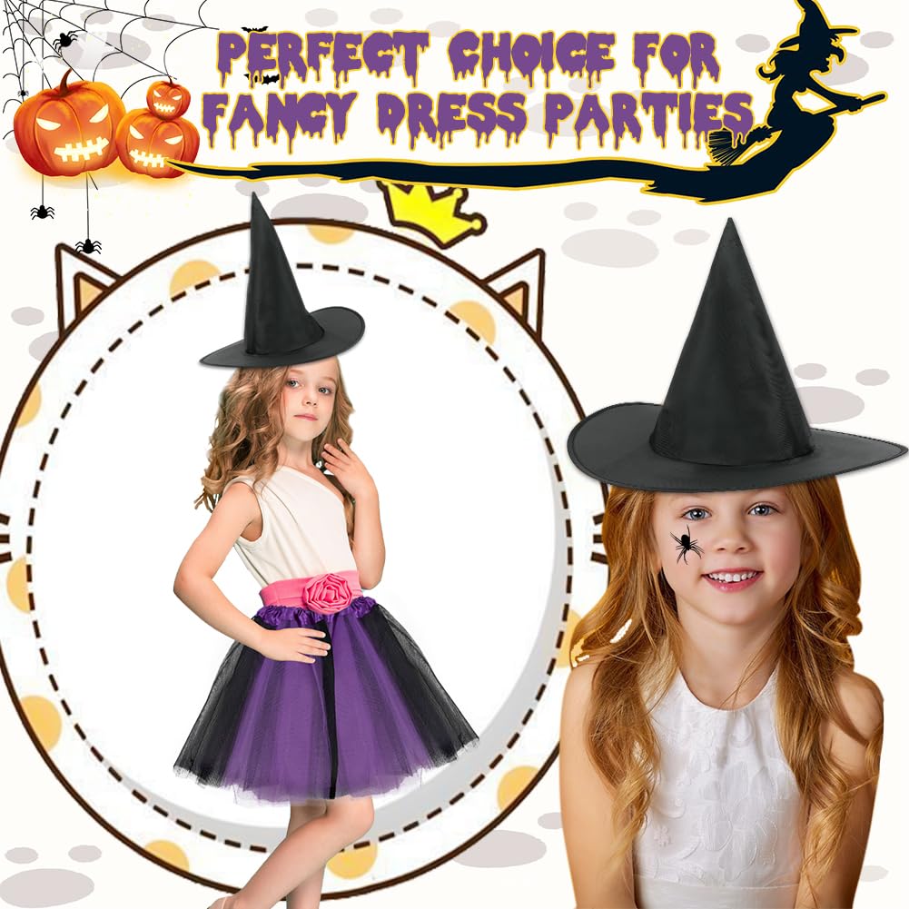 ACWOO 3pcs Kids Purple Witch Costume, Magic Witch Fancy Dress with Black Hat - Image 2