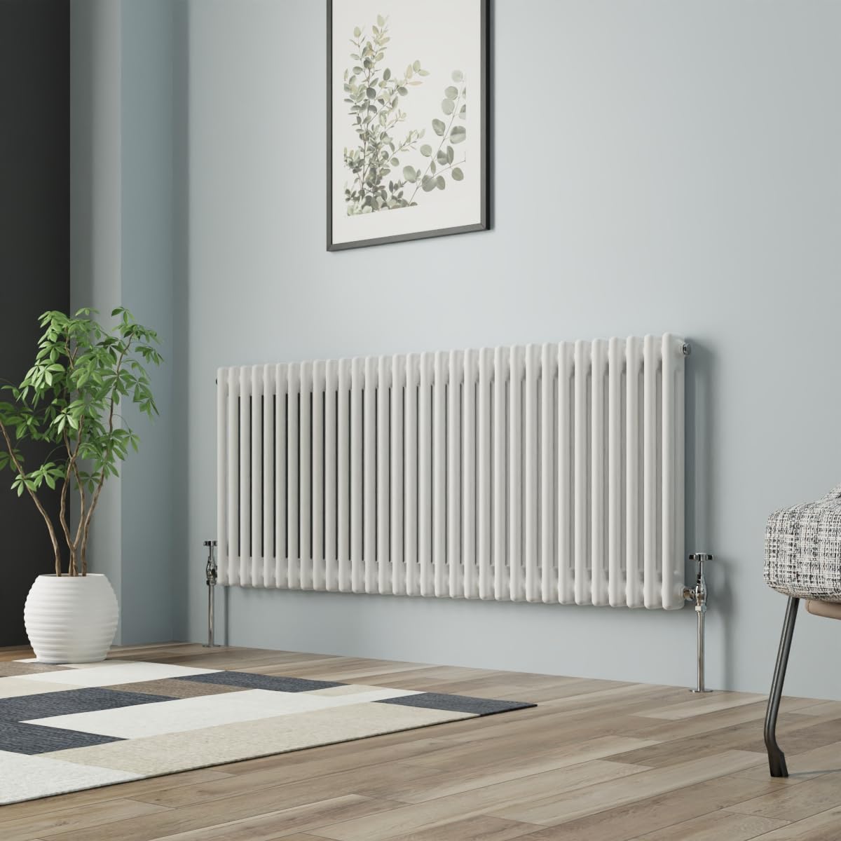 NRG 600 X 1460 mm Gloss White 2 Column Radiators Horizontal Cast Iron Rads