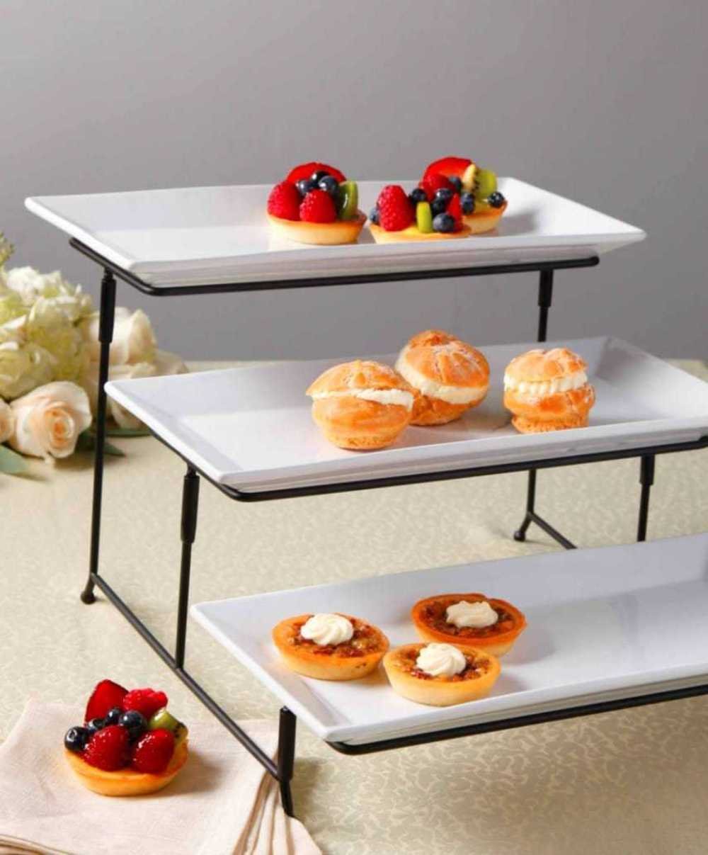 Porcelain 3 Tier Serving Tray Rectangular Tier Serving Tray Party