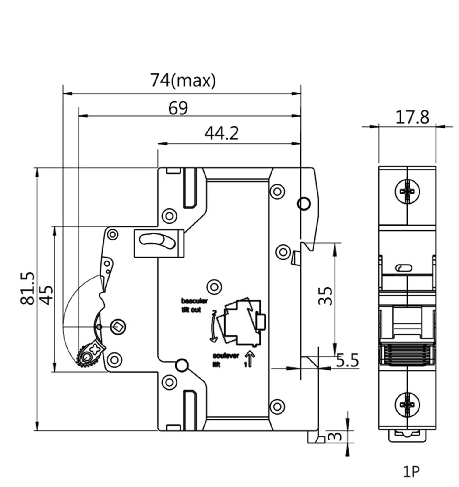 Interruttore monofase GYM9H 1P 10KA, capacità di taglio, guida DIN 230 V 400 V, 6 A-63 A, 1 pezzo(32A)