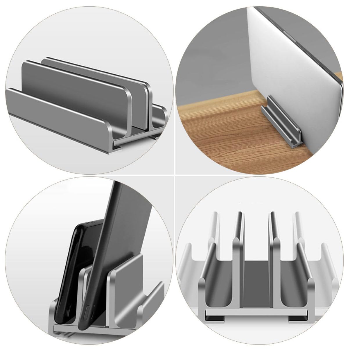 SHINEOFI 2 Piezas Soporte de Escritorio Ajustable para Tablet y Ordenador Portátil Base de Aleación y Diseño Vertical y Estable para Oficina y Hogar