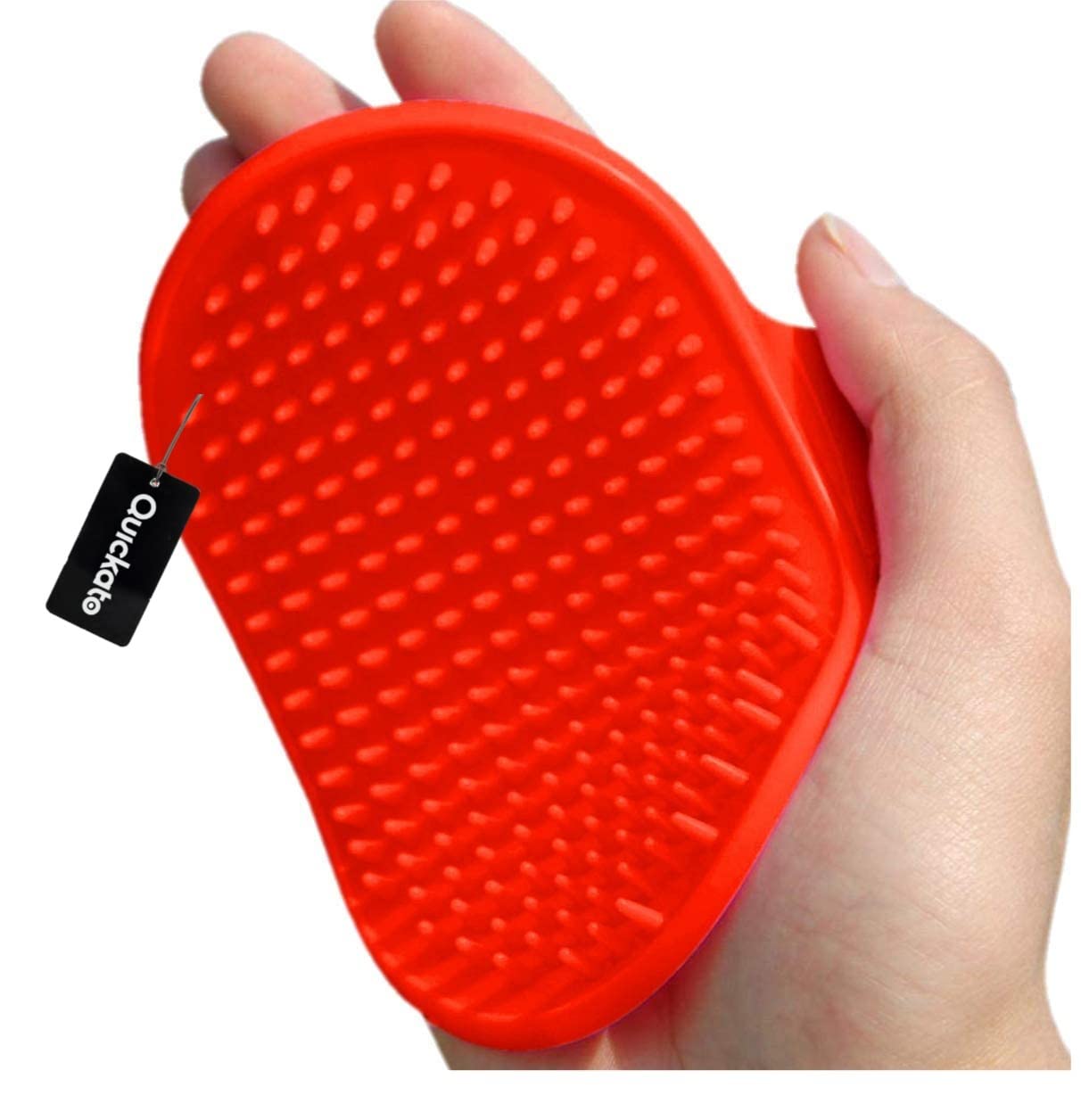 Quickato Pet Shampoo Washing Brush - Soothing Massage Rubber Bristles Hand Brush Comb for Dogs & Cats (Colour May Vary) - Pack of 1