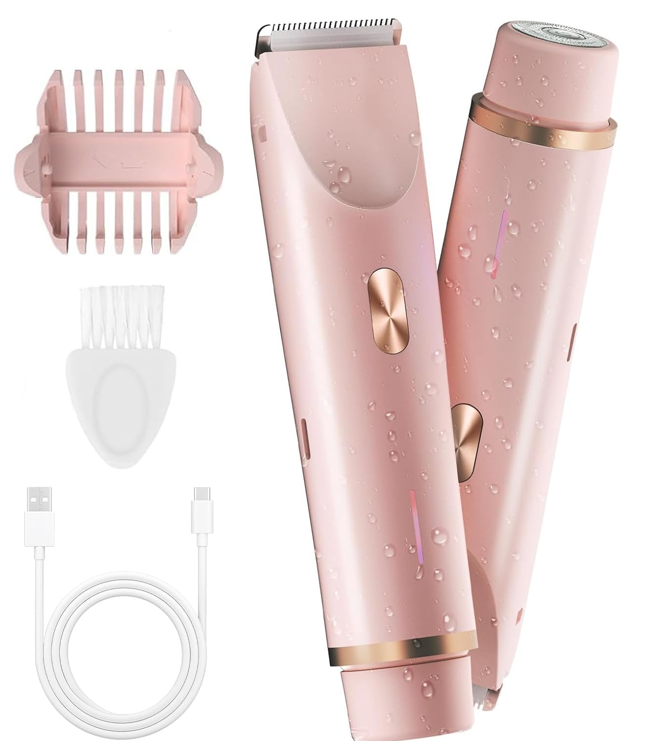 Bikini Trimmer for Women, Waterproof Electric Razors, Bikini Shaver for Women for Ladies Pubic, Face, Underarms, Legs (Pink)
