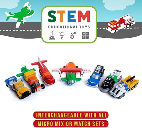Miniatura 6 de Popular Playthings Micro Mix or Match Vehículos Deluxe Set de 9 Coches de Juguete Aviones y más