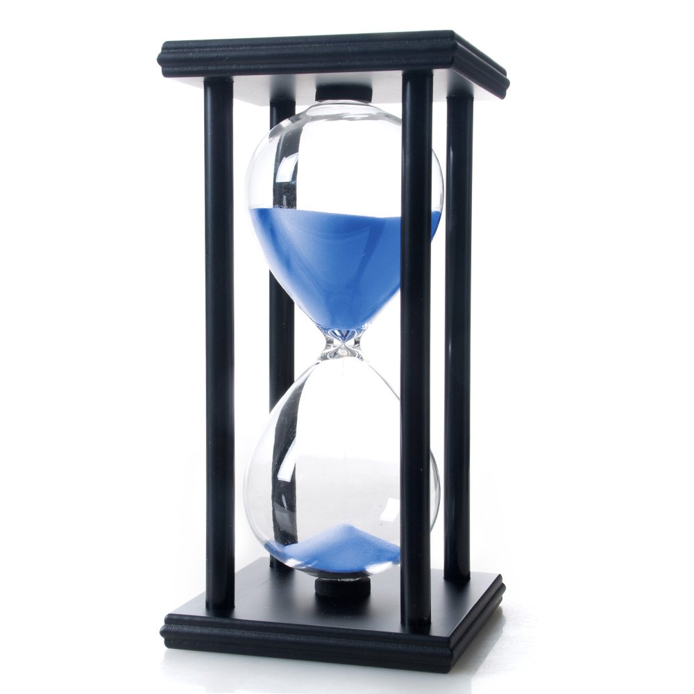 B Bellaware Blue,Black Bellaware 60 Minutes Hourglass, Wood Sand Timer, Blue