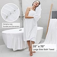 Vista 4 de Oliven Juego de 4 toallas de baño grandes blancas de 35"x70", toallas de baño de gran tamaño jumbo de 600 GSM, suaves, altamente absorbentes