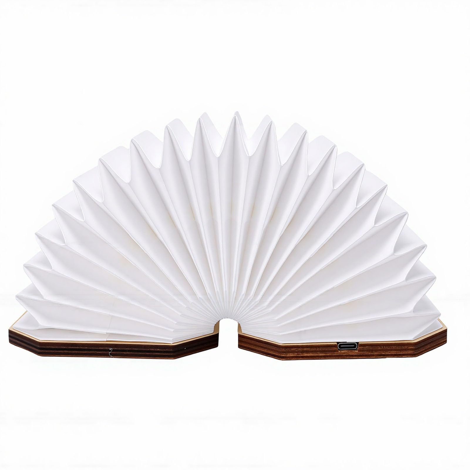Fockety Luz de Libro de Madera, 2,5 W, 2 Colores, Lámpara de Libro Plegable, Lámpara de Papel Plegable Recargable, Luz Blanca Cálida Ajustable, de Acordeón para (nogal negro)