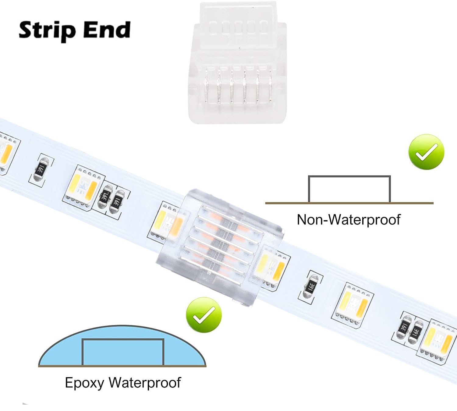 YUTOKEER LED Connector 6 Pin 12mm Wide for Waterproof or Non-Waterproof RGB WW or RGB+CCT LED Strip Lights - Image 3