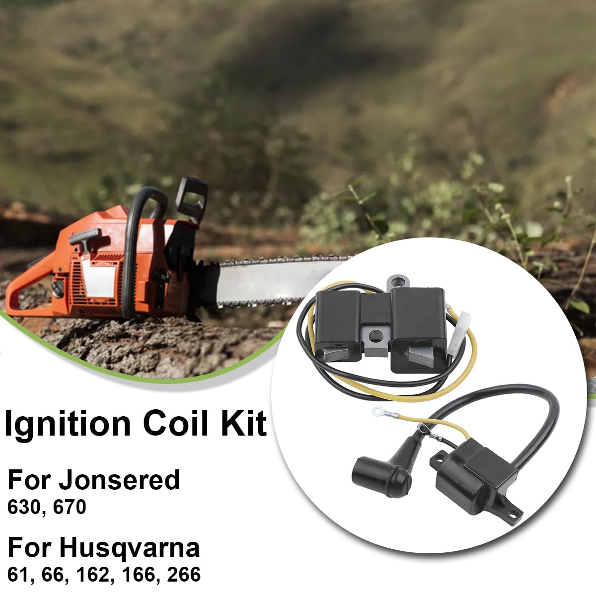 ZAMDOE Kit de módulo de Bobina de Encendido para Husqvarna 61, 66, 162, 166, 266, 266XP, 266SE motosierras para Jonsered 630, 670 motosierras, Reemplaza 501516201, 501517201, 501546201, 501617201