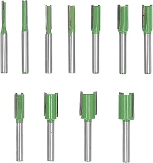 11PCS Router Bit Set, Straight Cut Router Bits Tungsten Steel Alloy Single Double Flute Straight Router Bit Set Wood Milling Cutter with 6mm Shank for Trimming Carving