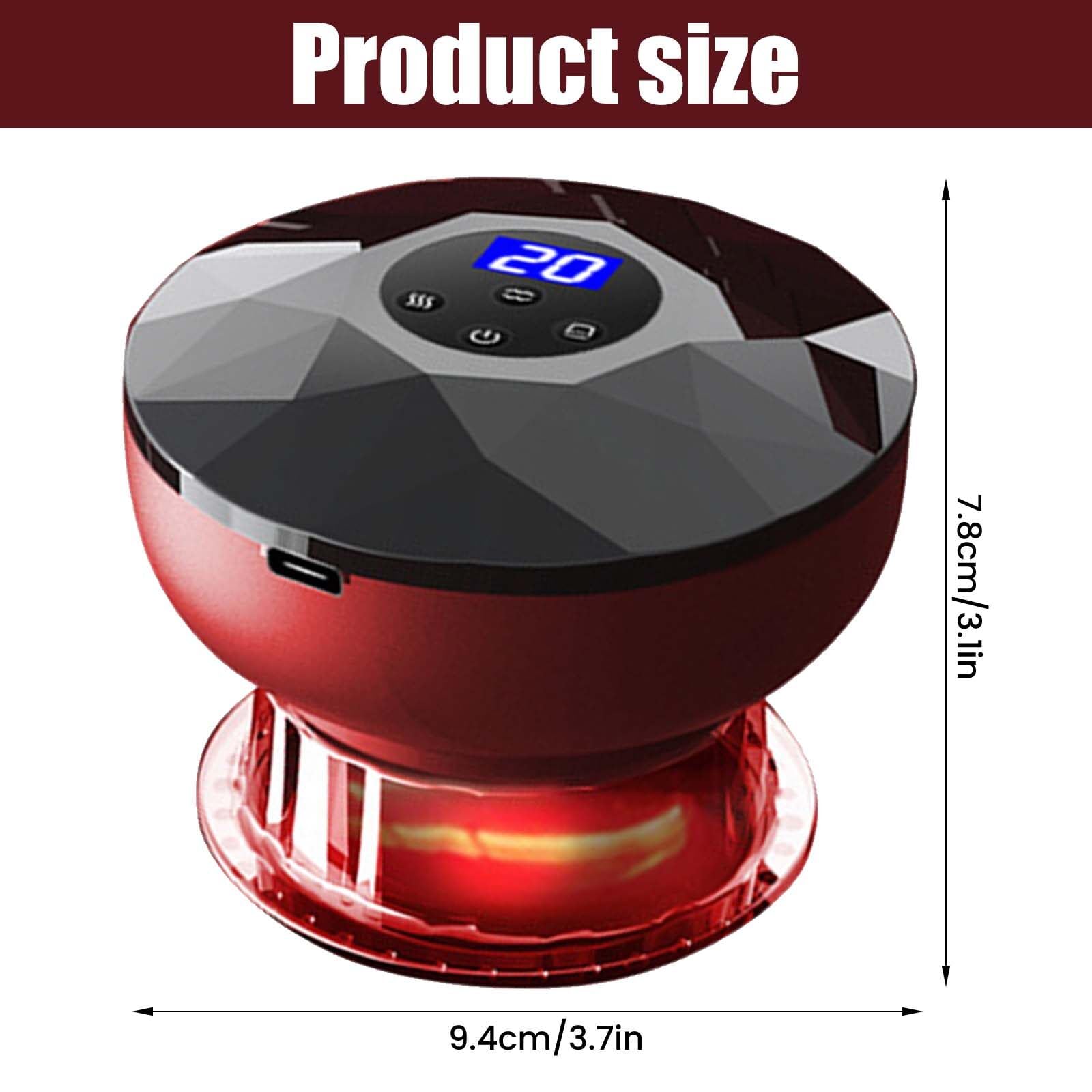 Acboor Ventouse Cellulite Electrique, (12 Vitesses Réglables) Ensemble Ventouses Electrique Masseur Ventouses Sous Vide Ensemble Thérapie Ventouses Electrique Intelligent avec Lumière Rouge