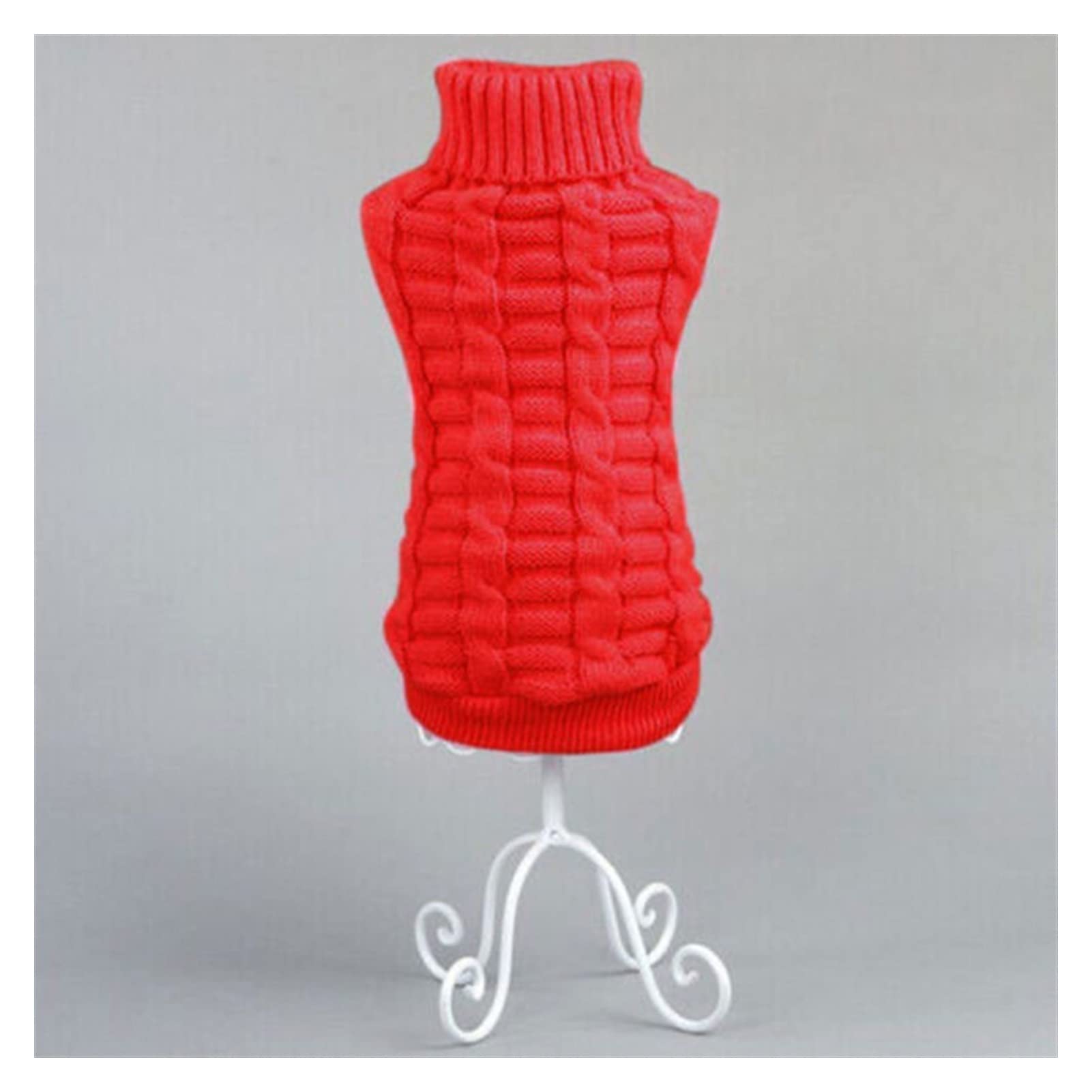 Pull chaud en tricot pour chiot rouge en taille L pour petit chien