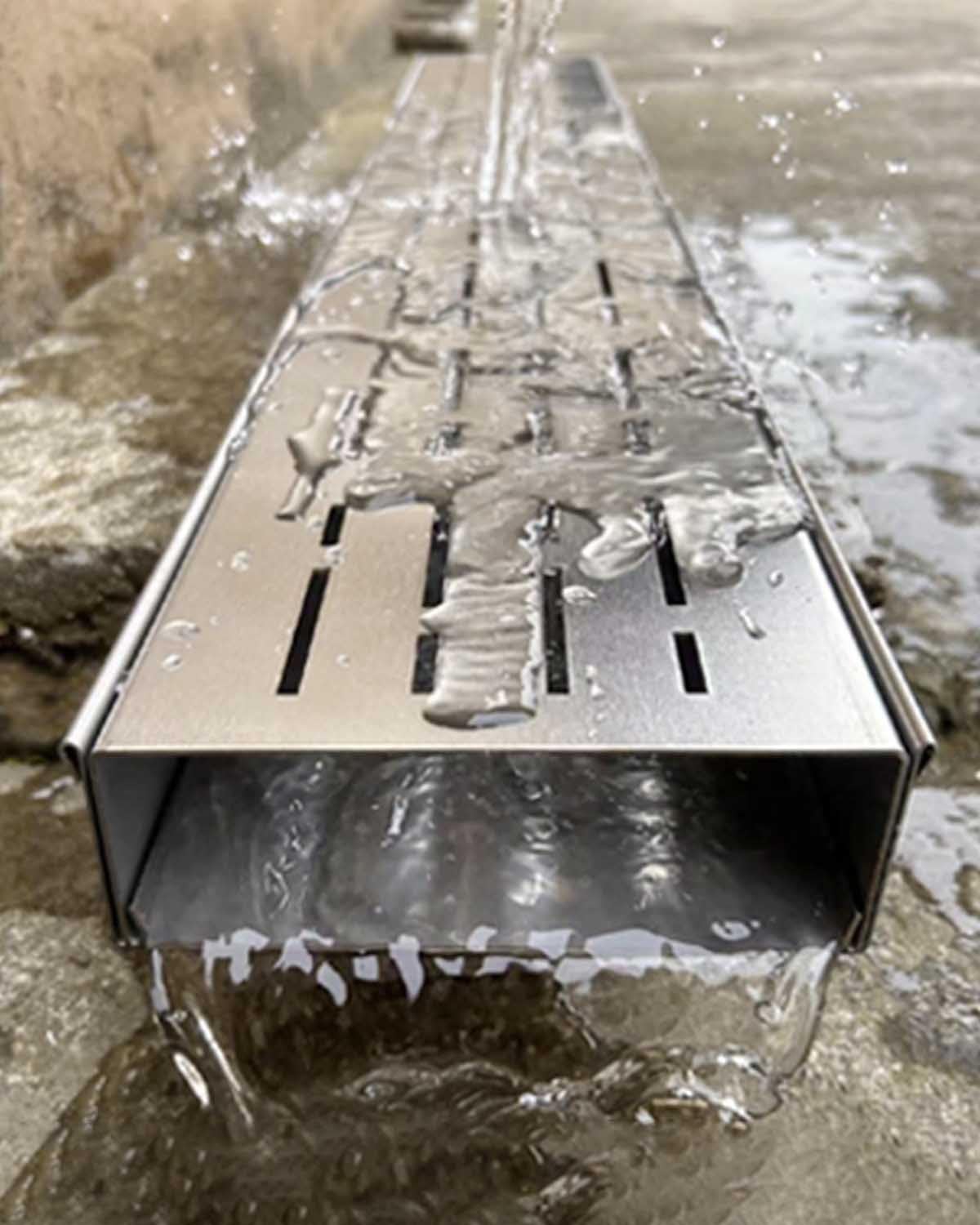 GDMDPTE 304 Stainless Steel Drainage Channel Grate - Storm Trench Drain System for Driveway & Patio Water Drainage - 15x8cm Rainwater Strainer Cover Kit