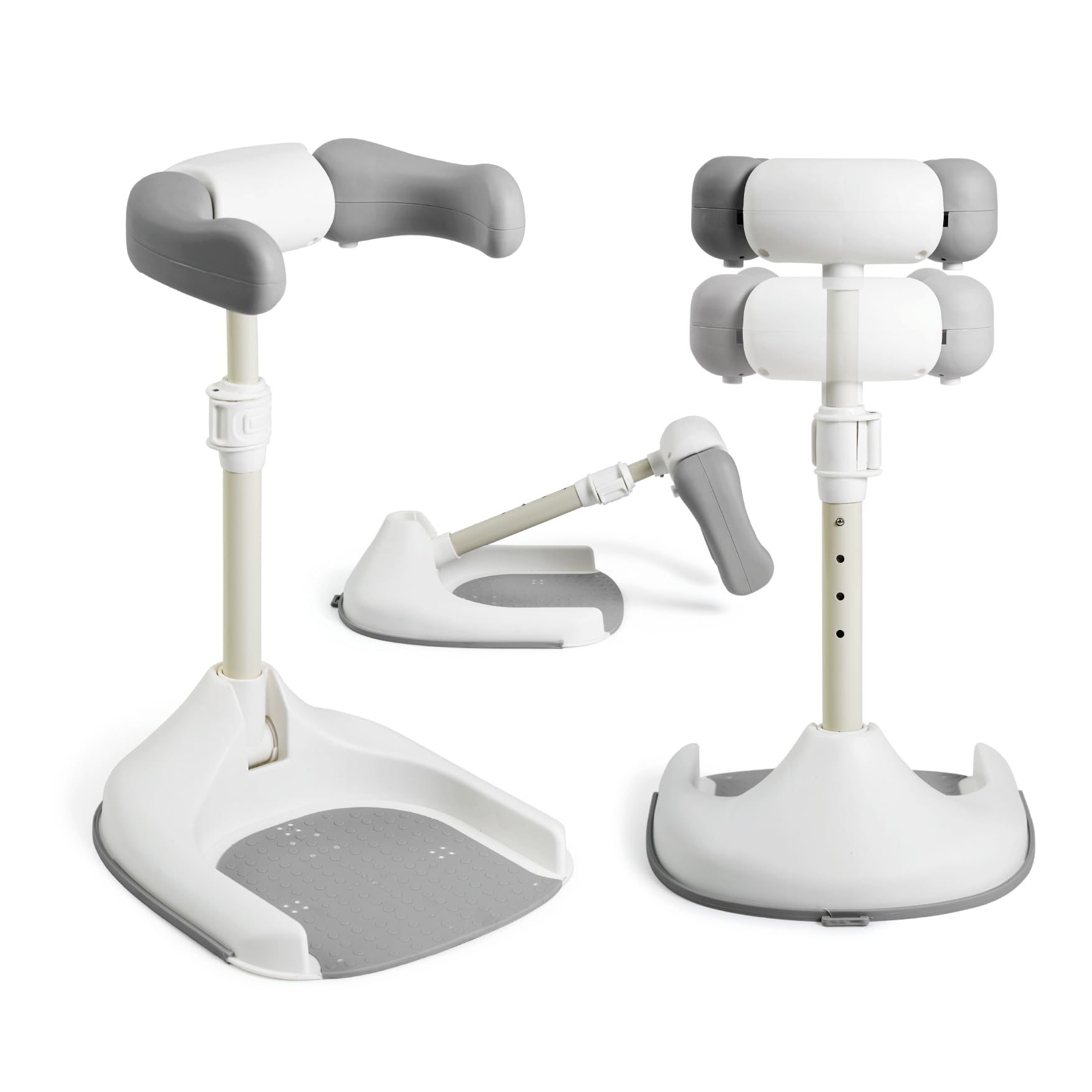 Ms BabyWorld - Supporto per vasca da bagno e doccia, con base antiscivolo, altezza e larghezza regolabile, pieghevole - Torre regolabile per bambinI - Aiuta il passaggio alla doccia in piedi (Grigio)