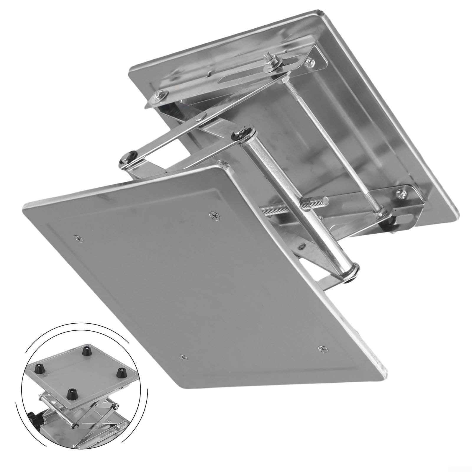 Piattaforma di Sollevamento Laboratorio Acciaio 200x200mm Supporto Regolabile 85-280mm per Esperimenti Scientifici