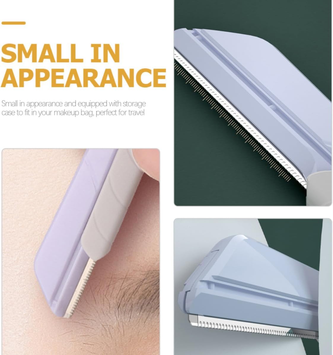 6 Pcs Portable Stainless Steel Eyebrow Trimmer with Sliding Cover