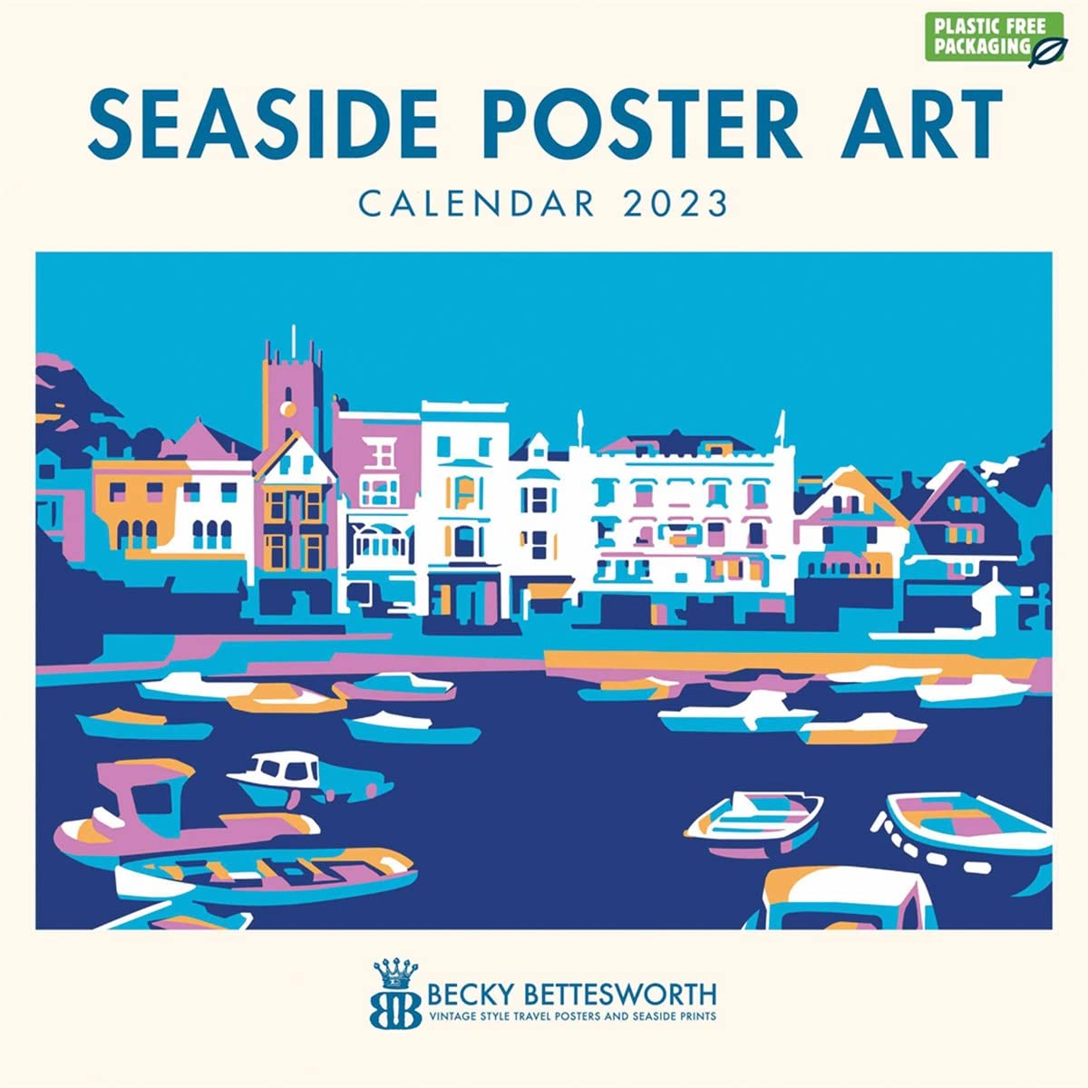 Seaside Poster Art by Becky Bettesworth Square Wall Calendar 2023