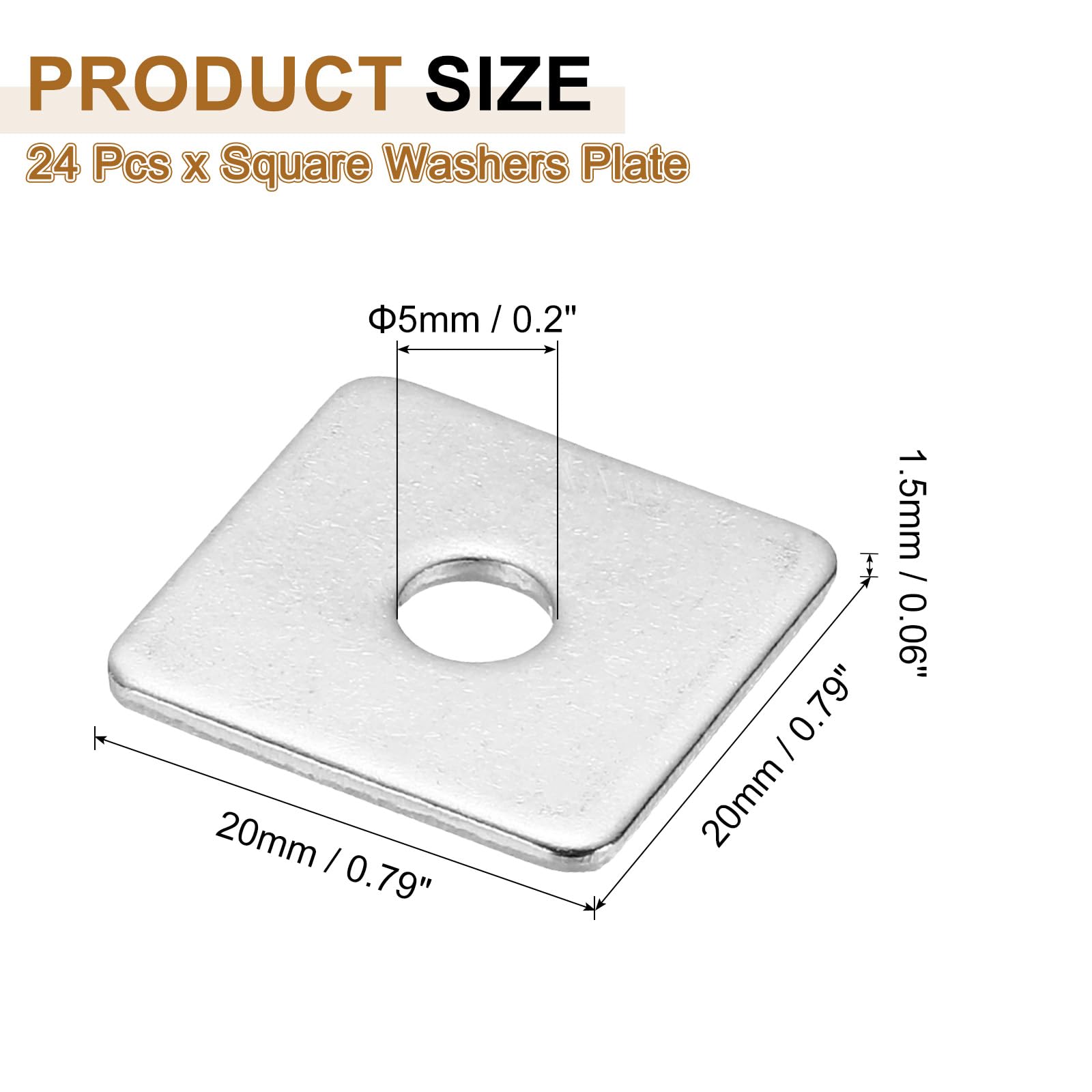 PATIKIL M5x20x1.5mm Square Washers - Image 2