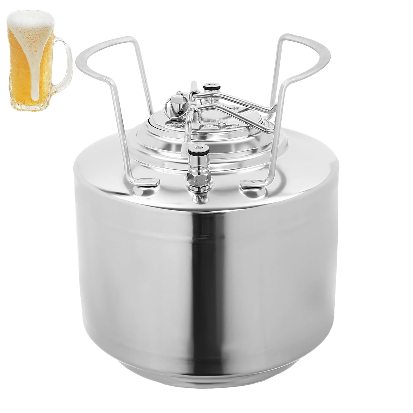 Système De Fût Miniature À Verrouillage À Bille De 6 litres (1,6 Gallon), Cuve De Brassage avec Système De Déconnexion Rapide. Ce Système Assure Une Conduction Thermique Uniforme pour