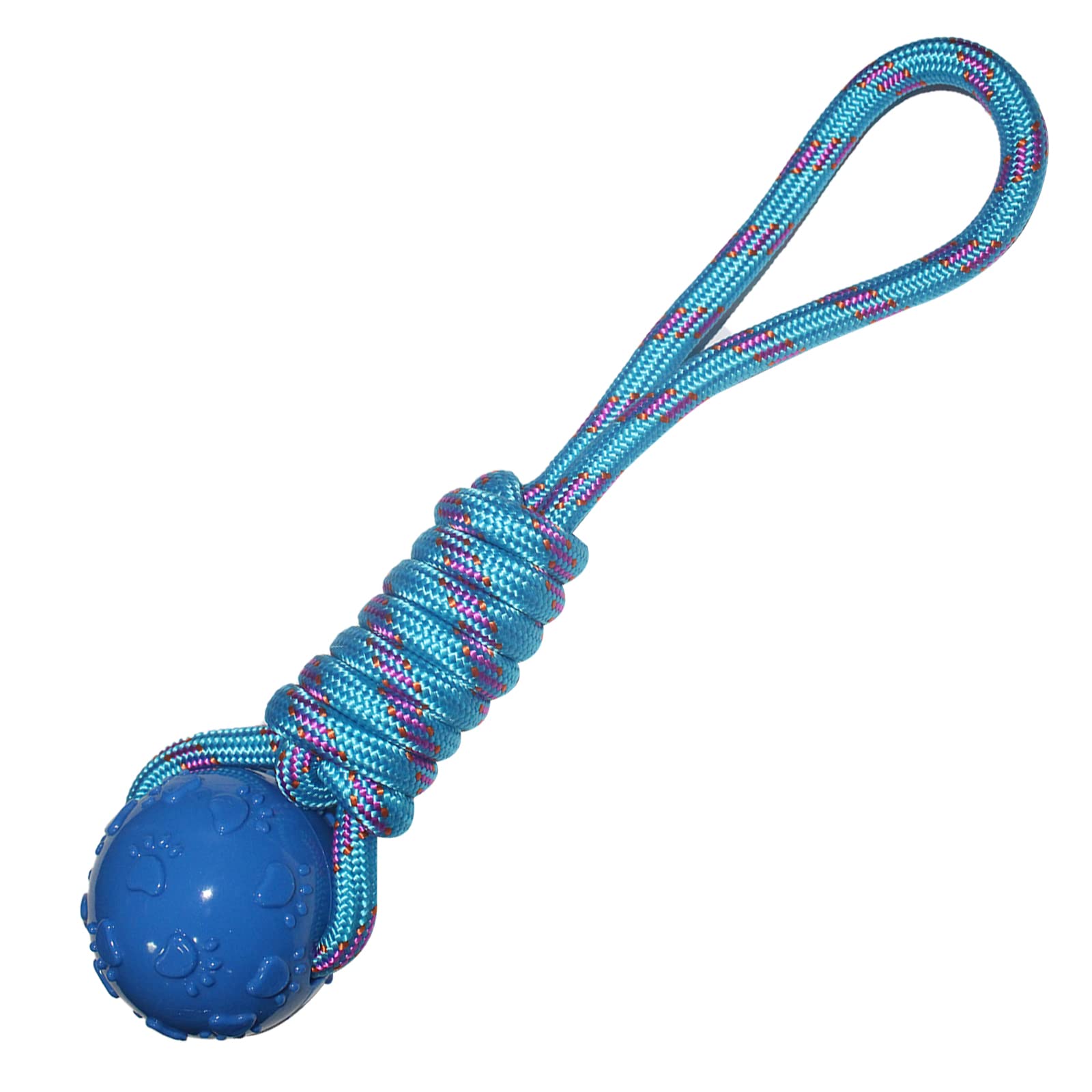 emily pets Dog TPR Rubber Paw Print Ball with Nylon Knot Rope Toy for Puppy and Small Breed-Dog Interactive Ball for Training,Dog Toy for Fetch,Catch,Tough Rope Toy,Throw and Tug War(Blue) (B0B8VQZJPB) Amazon Price History, Amazon Price Tracker