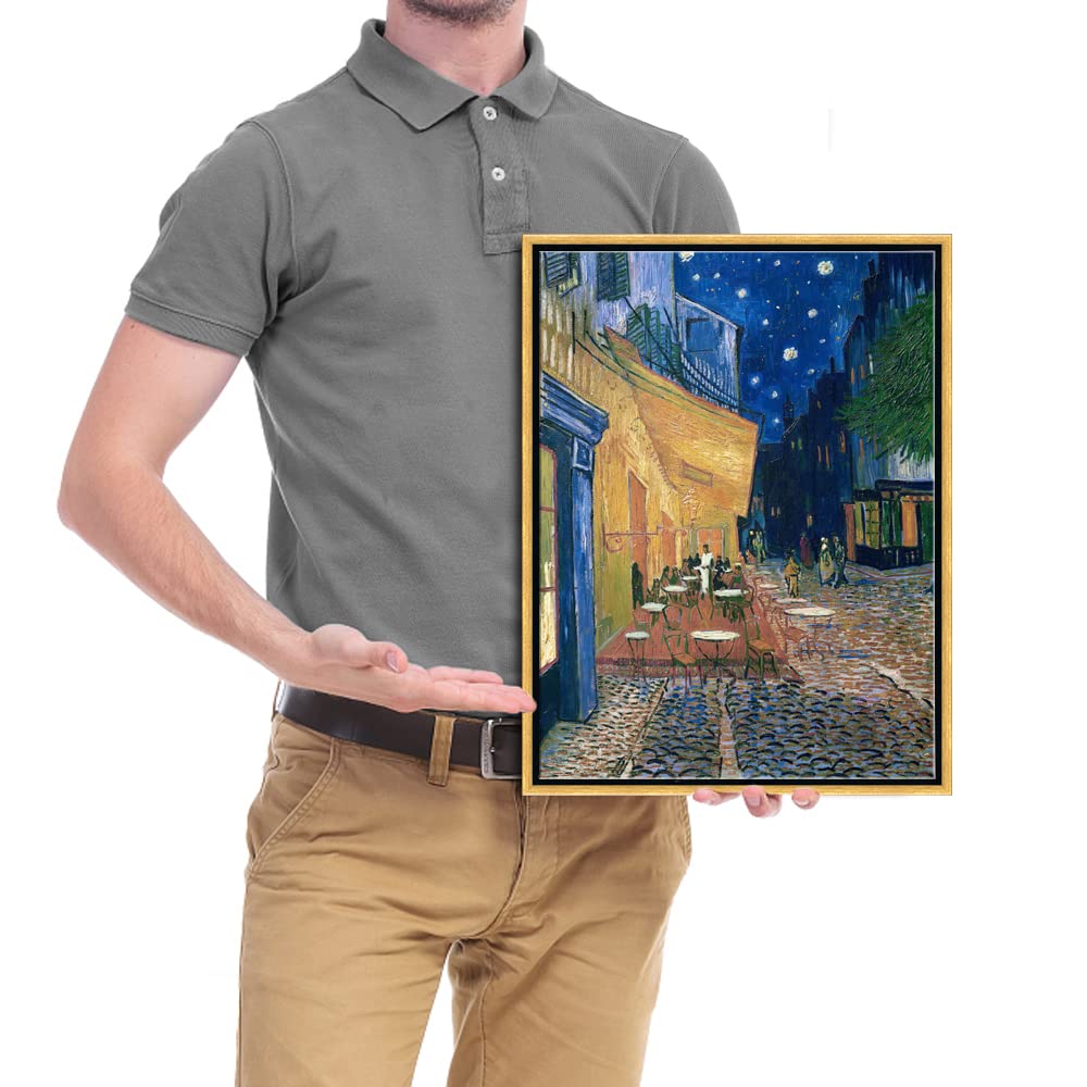 Wieco Art Framed Wall Art of Cafe Terrace at Night by Vincent Van Gogh Paintings Reproduction Abstract Canvas Prints for Home Living Room Decorations Bronze Gold Frame product thumbnail 7