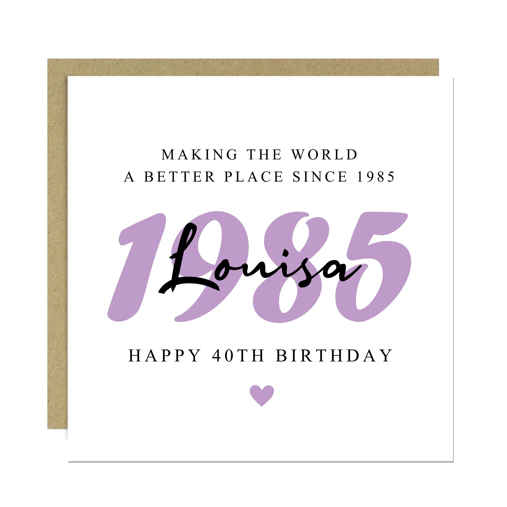 RED OCEAN Personalised 40th Birthday Card For Mum Auntie Sister Best Friend With Kraft Envelope 40th Birthday Card For Her