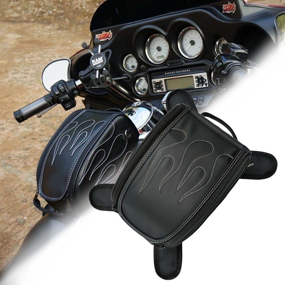 Borsa da serbatoio universale per moto, borsa da serbatoio per carburante con forte magnete borsa da sella a doppio scopo borsa a tracolla in pelle PU