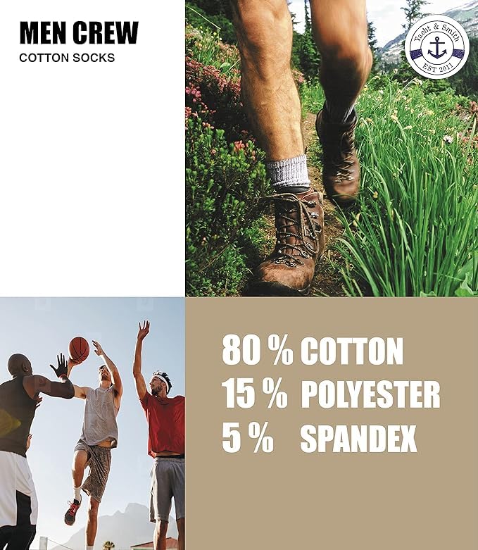 SOCKS'NBULK 60 Pairs Wholesale Bulk Sport Cotton Mens Crew, Ankle, Tube Socks, Size 10-13 (Mens - Assorted Crew)3