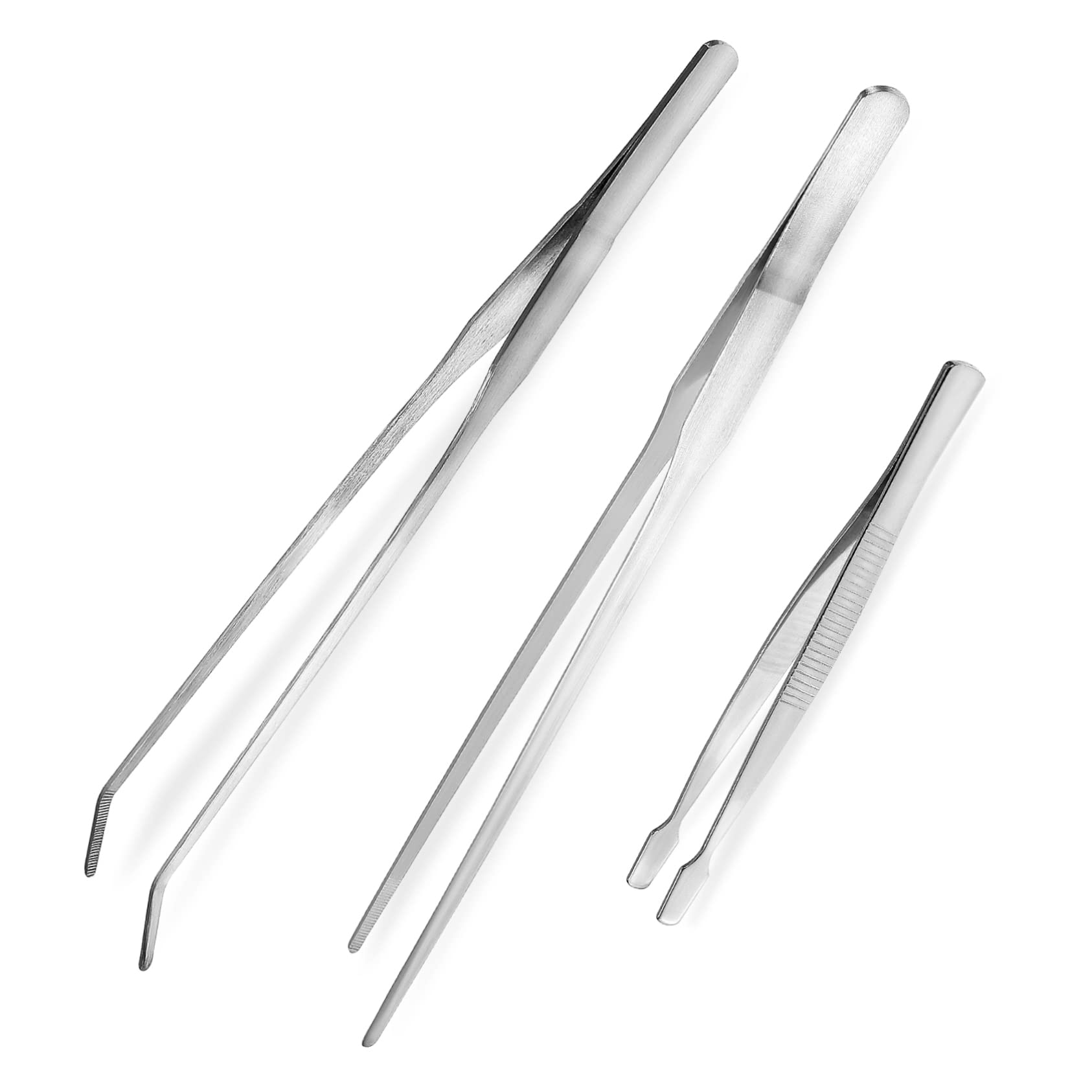 IWOWHERO Multi-use Precision Tweezers Serrated for Lash Extensions Tweezers Bonsai Gardening Stainless Steel