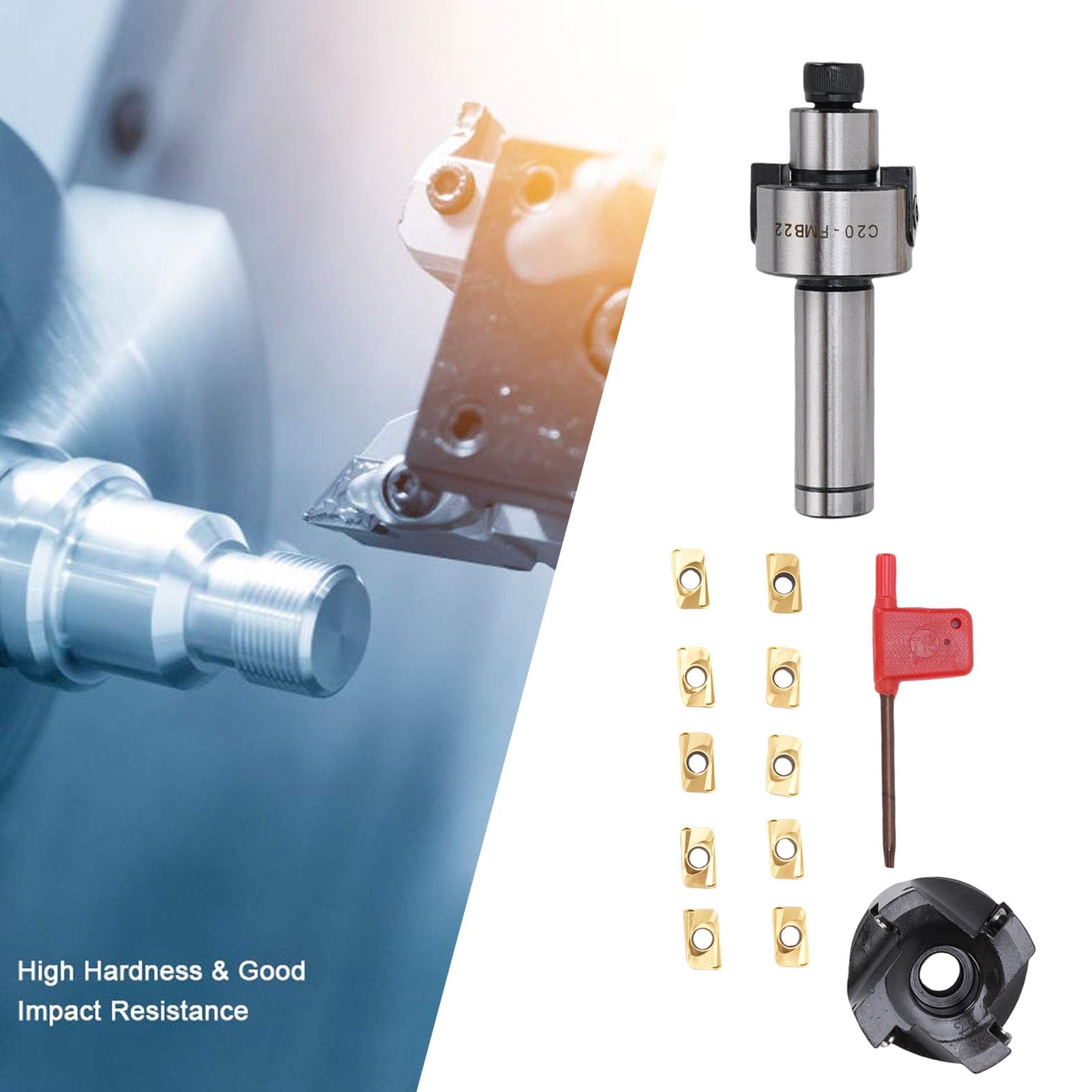 Fabater Frez Palcowy ze Stali Stopowej 40CR 400R 50 22 4T do CNC, 10 Płytek Węglikowych APMT1604, możliwość Obróbki Powierzchni Schodkowych, Idealny do Standardowych Wiertarek i Frezarek
