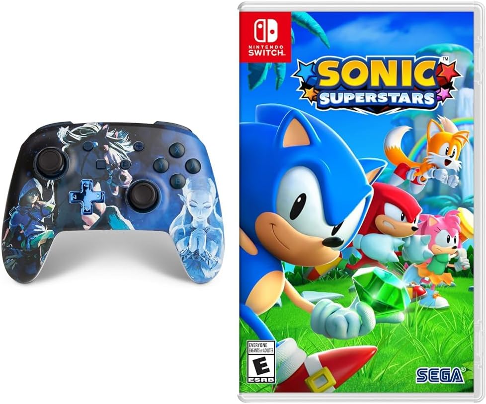 PowerA Enhanced Nintendo Switch Controller Wireless - Zelda Midnight Ride & Sonic Superstars - Nintendo Switch