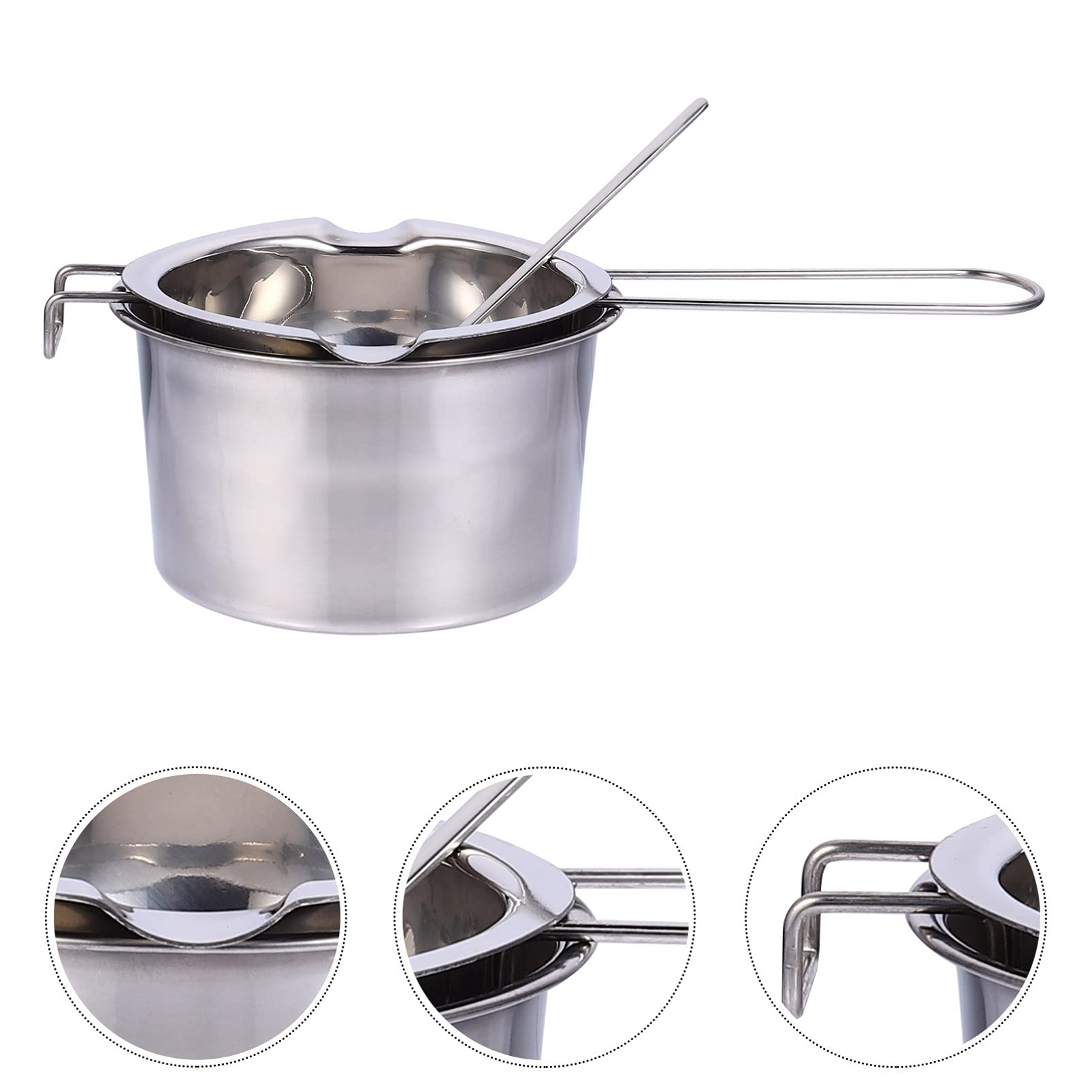 CORHAD 1Set Stainless Steel Melting Pot for Cheese Butter Double Boiler with Mixing Spoon for Outdoor Cooking Baking