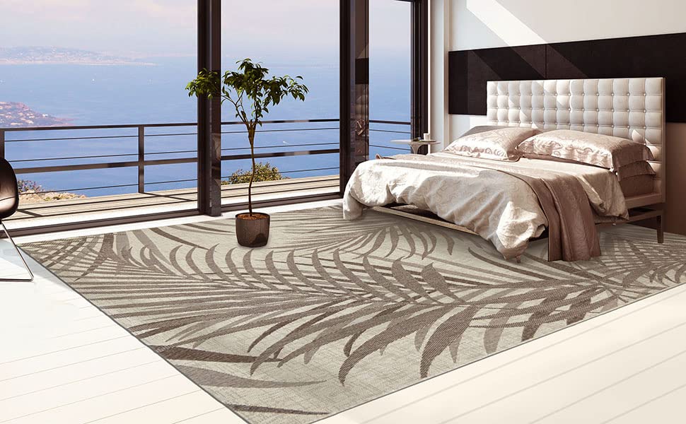 Tapete Indoor/Outdoor Gertmenian 7'10" x 10' Floral Tan miniatura 6