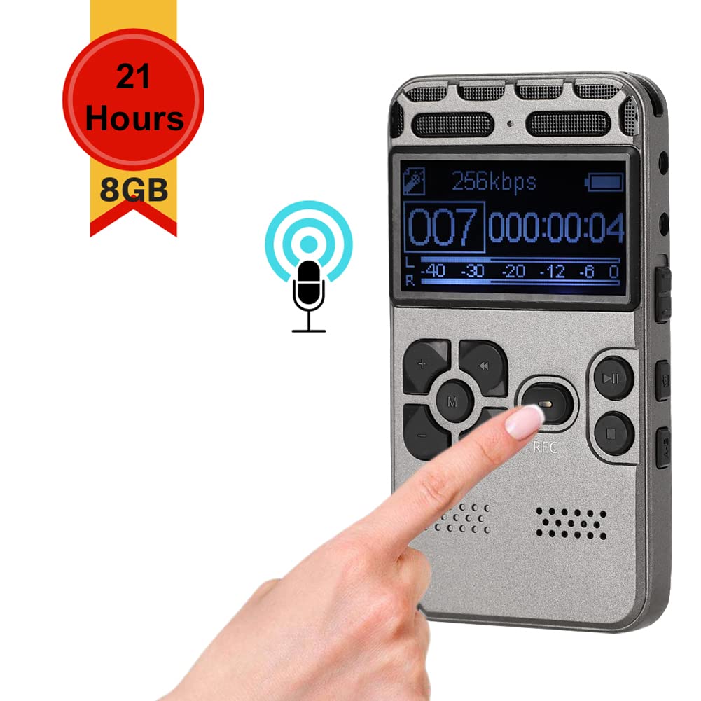 Dyktafon Cyfrowy 8 GB, Dyktafon Cyfrowy Z Kolorowym Wyświetlaczem LCD 3,7 V I Przekątnej 2,0 Cala, Odtwarzacz MP3 Stereo Surround Z Gniazdem Słuchawkowym 3,5 mm, Nagrywania 10~20 M W Przyp